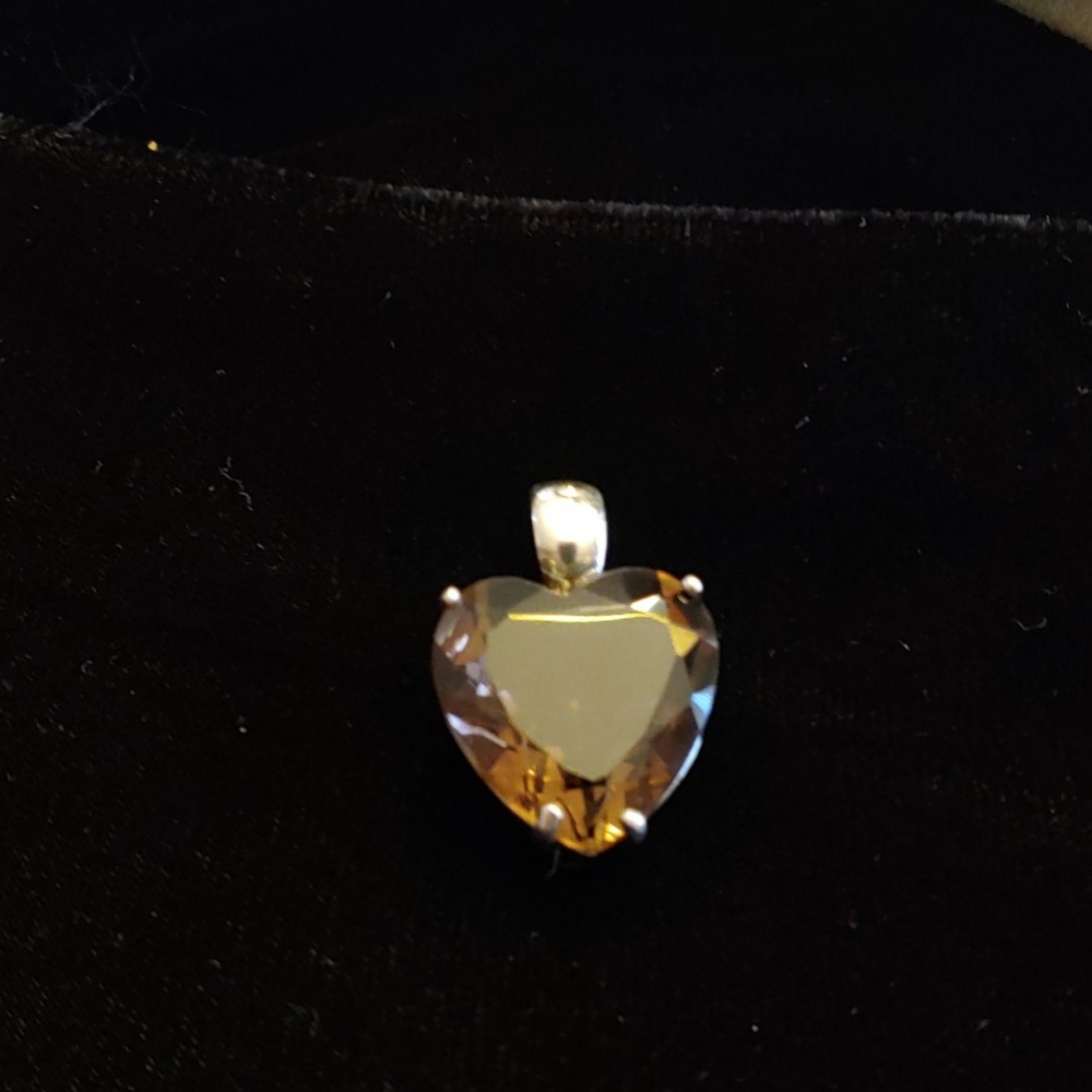 Smoky Quartz Heart Shaped Sterling Silver Pendant.